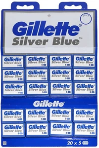 Hojas de afeitar Gillette azul plateadas de doble borde - 100 hojas - NUEVAS - Imagen 1 de 3