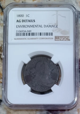 1800 / 1798 Draped Bust Large Cent, S-191, NGC AG details Cover