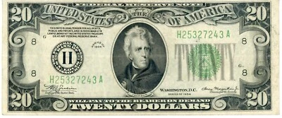 1934 ST LOUIS MO $20 TWENTY DOLLAR BILL AU+ JFJ  1 - Image 1 of 2