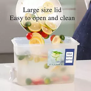 1/2/3 Plastic Drink Dispenser 1 Gallon Iced Juice Beverage Dispenser With Spigot - Picture 1 of 17