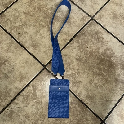 Mini bolso sobre de cuero Montblanc Meisterstück azul unisex monograma Foto 1 de 2