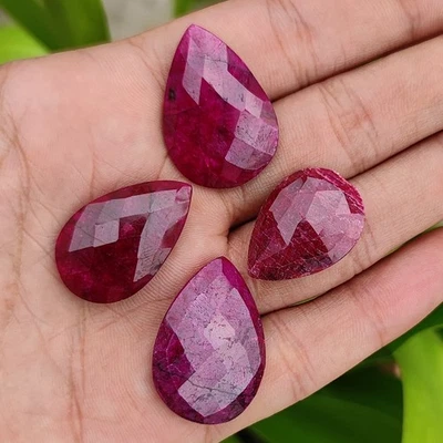 Natural 128.30 Ct Certified African Red Ruby Loose Gemstone 4Pcs Lot For Sale - Image 1 of 4
