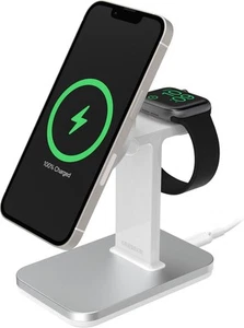 OtterBox MagSafe 2-w-1 Bezprzewodowa ładowarka do iPhone'a i Apple Watch, biała, USB - Zdjęcie 1 z 6