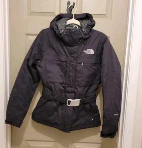 The North Face Jacket Womens Hyvent Belted Black Hooded Down Parka Size Small - Picture 1 of 24