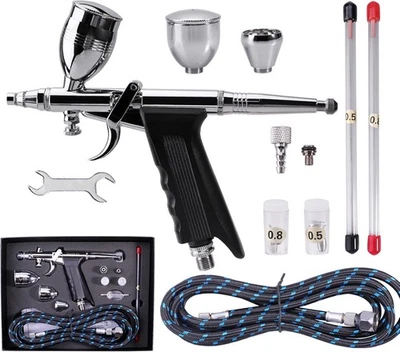 Air Brush Spray Gun Airbrush Kit Dual Action Art Paint Crafts 0.3mm/0.5mm /0.8mm - image 1 of 4