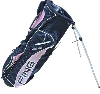 PING 4Under Lightweight Golf Stand Bag Black & Pink 6 Pockets 35" Dual Strap. - Image 1 of 4