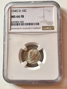 1945-D Mercury Silver Dime MS66 Full Split Bands NGC MM 👀 Hübsch! Gratis Geschenk 🎁! - Bild 1 von 5