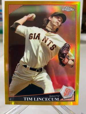 2009 Topps Chrome 'Gold Refractor' Tim Lincecum #60 serial'd 43/50 - Image 1 of 3