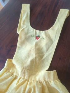 Vintage Damen gelb Gingham Schürze Baumwolle lang Cottagecore Bauernhof Küche Landhaus - Bild 1 von 5