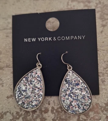 NEW New York & Company Teardrop Glitter Earrings - Image 1 of 2