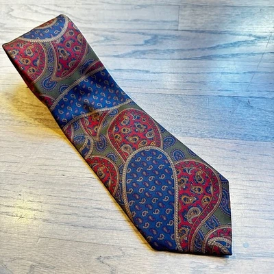 Corbata de seda vintage Bullock & Jones cachemira hecha en Inglaterra Foto 1 de 4