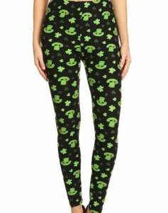 Leggings St Patricks Day Lucky Shamrock Tréboles y Sombreros Irlandeses Negros NIÑOS S/M - Imagen 1 de 1