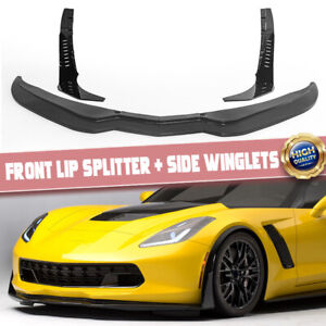 Front Lip Splitter Fits 2014-2019 Chevrolet Corvette C7 Stingray Stage 3 Primed
