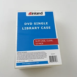 Inland DVD Single Library Cases Slim 10 Pack Clear Empty Media Storage - Picture 1 of 7