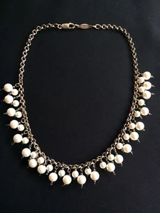 Collier argento 925 placcato oro con 41 perle vintage anni '60-'70 ITALY CO14 - Foto 1 di 7