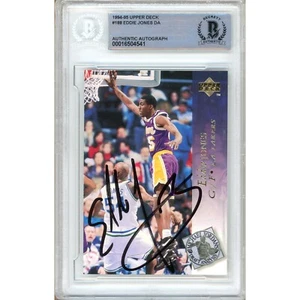 1994-95 Upper Deck #188 Eddie Jones Signed NBA Card AUTO Beckett Slab LA Lakers - Picture 1 of 5