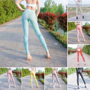 Pantaloni lunghi donna trasparenti elasticizzati trasparenti ultra sottili leggings skinny - Foto 1 di 20