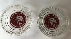 PAIR OF VINTAGE LAS VEGAS GLASS ADVERTISING ASHTRAY MGM HOTEL CASINO MID CENTURY - Picture 1 of 3