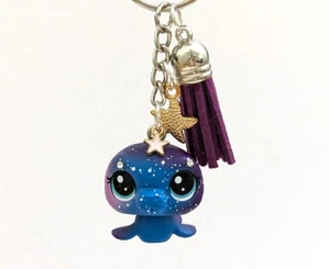 Littlest Pet Shop Keychain LPS Cosmic Pounce Orbit Manatee Galaxy Stars Handmade - Picture 1 of 6