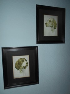 2 - VINTAGE / ANTIQUE PRINTS BY  LEO CHAMBERS - DOGS -  FRAMED AND GLAZED -