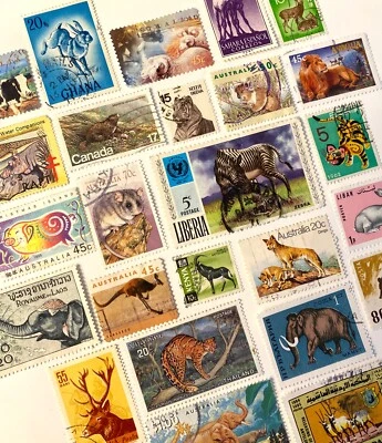 LIONS TIGERS, & BEARS Stamp Fun Pack // Random Lot of 25 Wild Life Stamps - Image 1 of 4