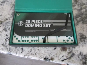 Vintage Philip Morris Green Dot Domino Set w/ Case & Instructions 28 Pieces - Picture 1 of 3