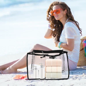  Beach Bag Travel Portable Insert Organizer for Tote Clear Makeup Bags - Picture 1 of 12