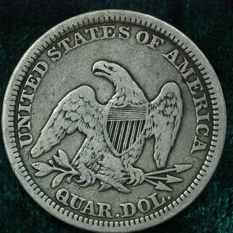 1861 Seated Liberty Quarter, Civil War Silver Coin, Rare Date, Collector's Item Cover