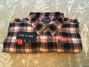Chaps Performance Flannel Shirt Black Plaid Long Sleeves Men's Big Tall 4XB NOS - Picture 1 of 9