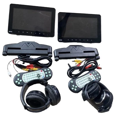 Pyle PLHRDVD90KT 2 Car Headrest DVD Player System 9.4’’Wireless Headphone Damage - Image 1 of 4