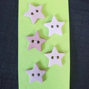 5x Vintage 15mm Star 2-Hole Flat Buttons Novelty Beige Sand Vanilla Cream Colors - Picture 1 of 7