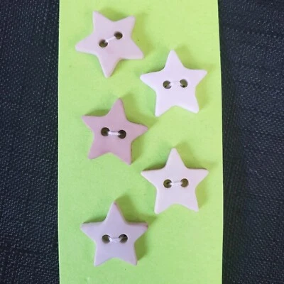 5x Vintage 15mm Star 2-Hole Flat Buttons Novelty Beige Sand Vanilla Cream Colors - Image 1 of 4