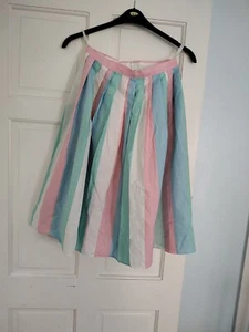 Vintage St Michael 1980s Pleated Stripped Skirt, Size 12 - Imagen 1 de 3