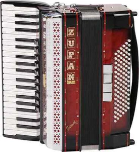 Zupan Juwel IV/96 M Akkordeon Shadow Red rot Musette Koffer 38 Diskanttasten - Bild 1 von 3