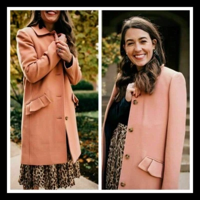 NWT J.Crew Topcoat Ruffle Pockets Italian Double Cloth Wool Warm Cedar 10 J5463 - Image 1 of 4