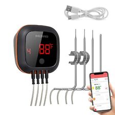 Bluetooth Meat Thermometer Bbq Cooking Inkbird Ibt-4Xs 4 Probes Rechargeable C/F