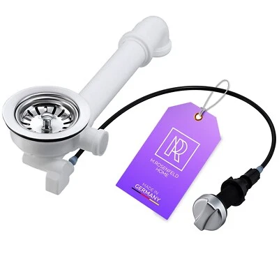 Ablaufgarnitur Siebkorbventil 114mm Edelstahl Küche Spüle Überlauf Drehexcenter - Bild 1 von 4