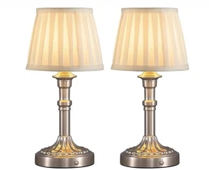 KDG Cordless Portables Table Lamp Set of 2, LED Fabric Shade Small #4572LUP2 - Picture 1 of 3
