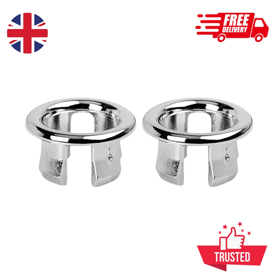 Bathroom Basin Ceramic Sink 2x Open Hole Overflow Cover Chromed Trim 3 Styles - Image 1 of 4