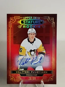 Valtteri Puustinen 2022-23 Stature Rookie RED Auto /35 Pittsburgh Penguins RC - Picture 1 of 4