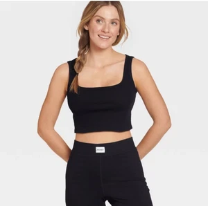 Damen Crop Tank Top Bio Baumwollmischung Medium Schwarz - Bild 1 von 5