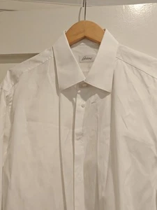 Brioni White Popline Cotton Dress Shirt (46) 18-34/35 - Picture 1 of 6