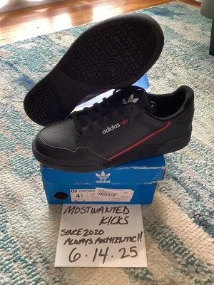 DS 2019 Adidas Low Continental 80 Black Scarlet Juniors Sz 4.5 — 第 1/4 张图片