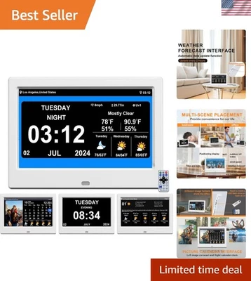 WiFi Digtial Calendar Clock with Day and Date Alarm Clock with Weather Temper... - Image 1 of 4