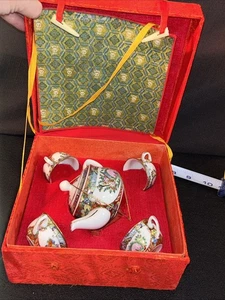Vintage Chinesisches Famille Canton Rose Porzellan Teeservice mit Box - Bild 1 von 17