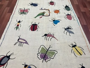 Bugs Design 3.7x 6 Ft Suzani Kilim Rug, Handwoven and Unique, Floral rug, Kitche - Picture 1 of 10
