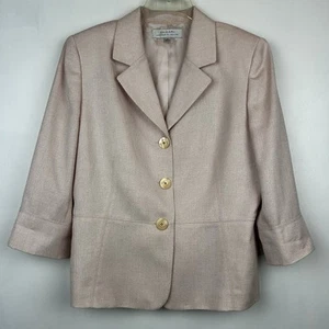 Tahari Arthur S Levine Blazer Women 14 Pink 3 Button Jacket Office Professional - Picture 1 of 12