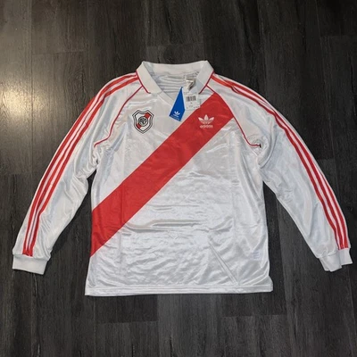 Adidas мужской большой реки пластина FC Primera длинным рукавом #9 набор Джерси белый красный новый - Изображение 1 из 4