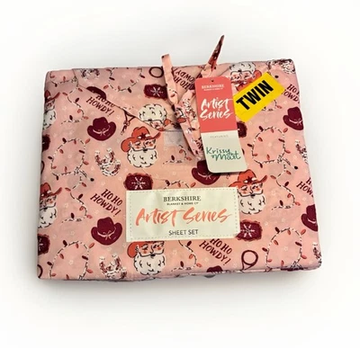 Berkshire дома Санта Twin простыни комплект 3шт праздник Рождество ретро 50-х ковбой новый в коробке - Изображение 1 из 4