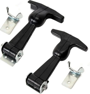 Rubber Hood Latch -2 Pack Elastic Flexible T-Handle Hasp Draw Black  - Picture 1 of 5